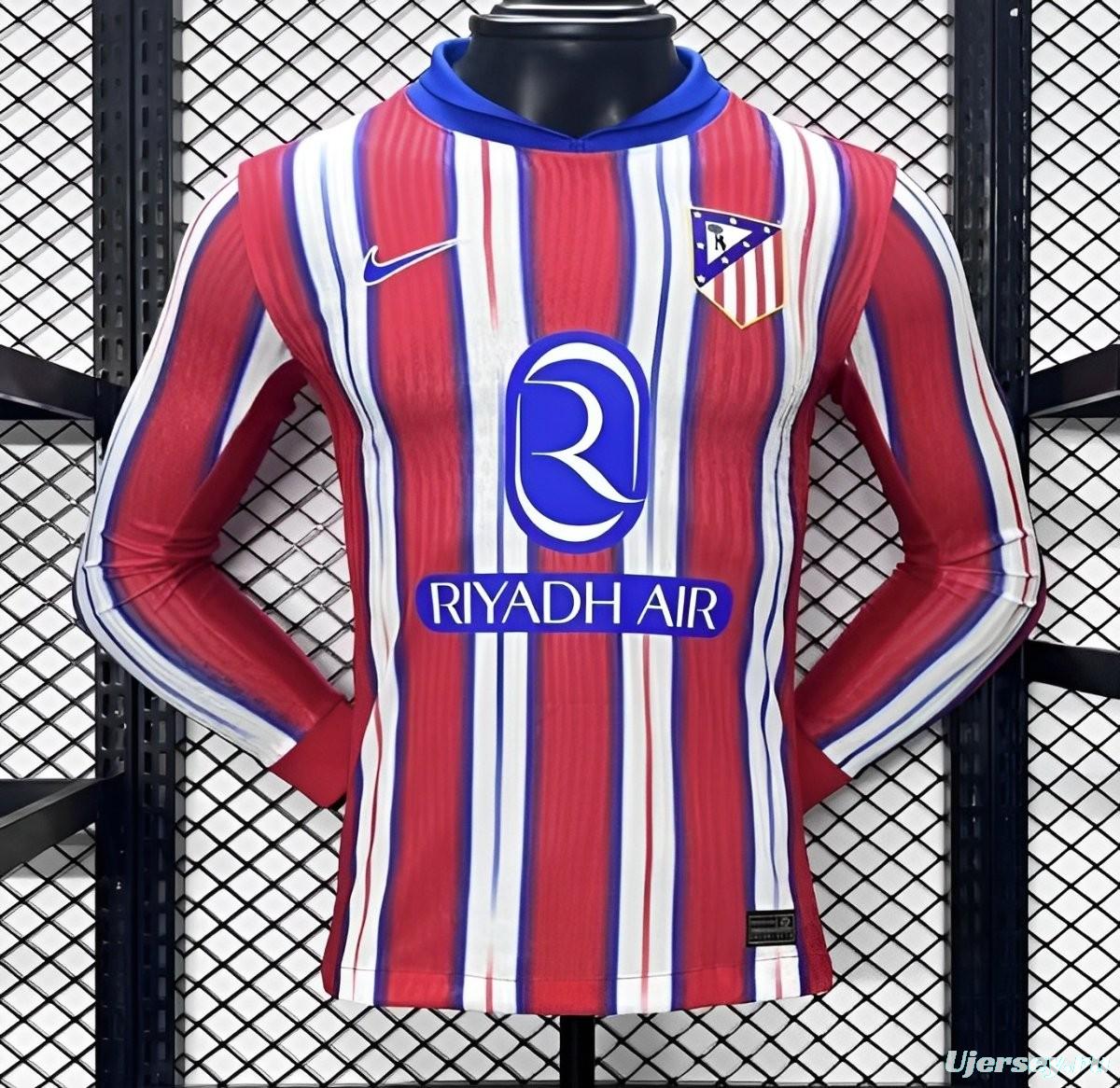 Player Version 24/25 Atletico Madrid Home Long Sleeve Jersey