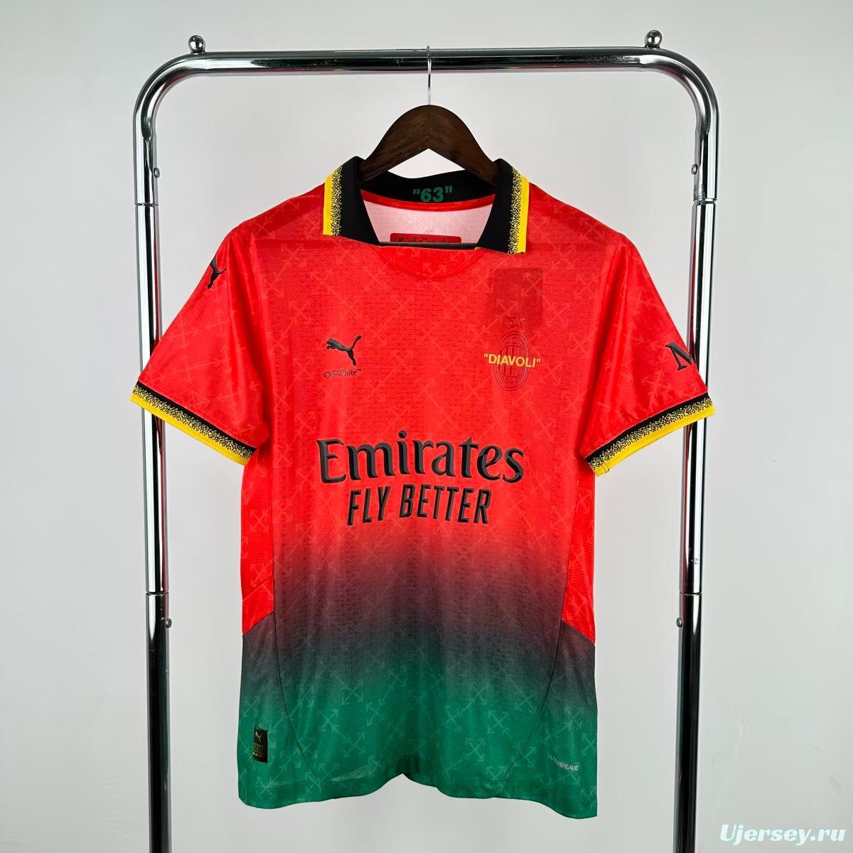 Player Version 25/26 AC Milan x OFFWHITE Red Special Jersey