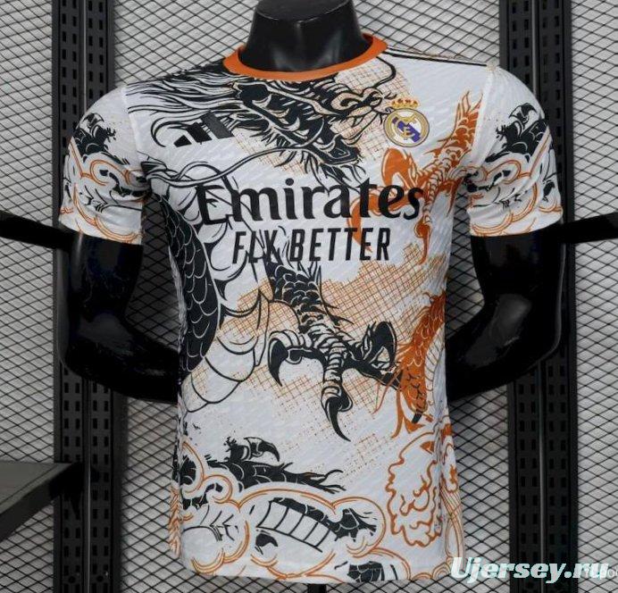 2025/26 Player Version Real Madrid Black And White Dragon Version Jersey