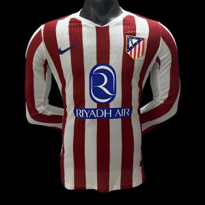 2025/26 Player Version Atletico Madrid Home Long Sleeve Jersey