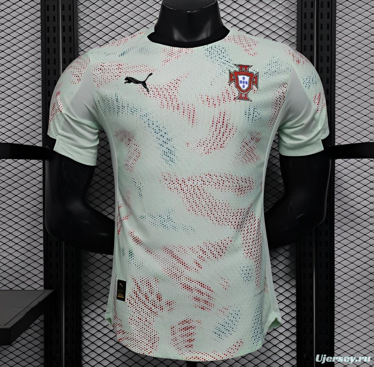 Player Version 2025 Portugal Away Mint Green Jersey with Graphic Pattern