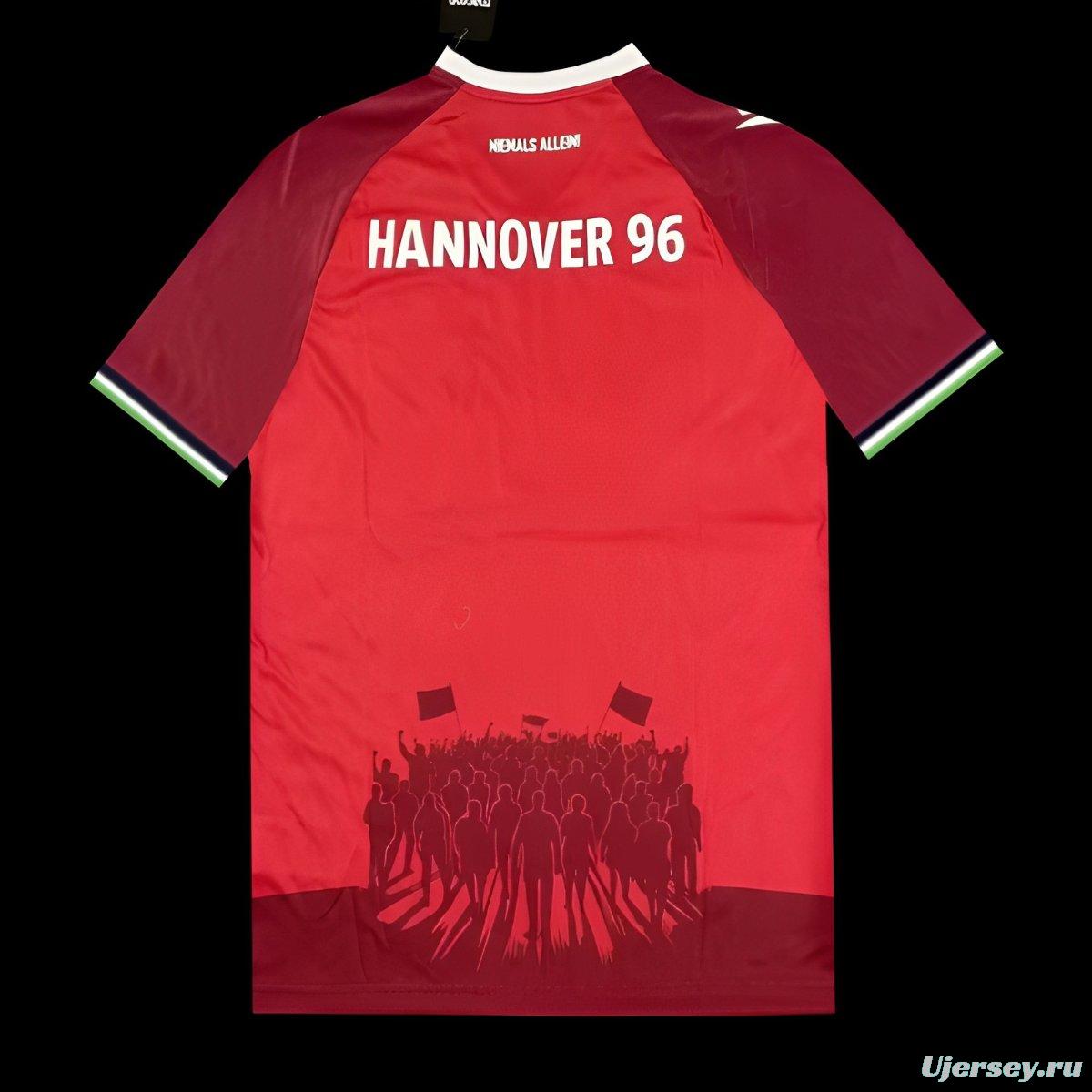 25/26 Hannover 96 Red with Vertical Stripe Pattern Jersey