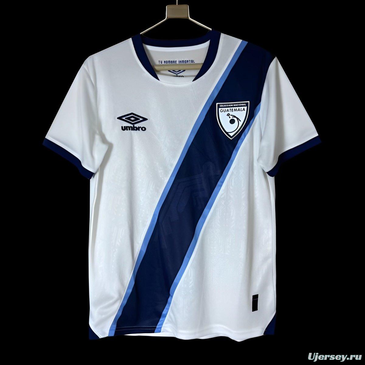 2025 Guatemala White with Navy Blue Diagonal Stripe Jersey