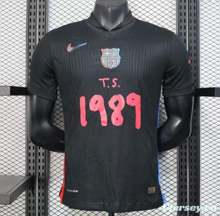 Player Version 25/26 FC Barcelona Black with Pink "T.S. 1989" Jersey