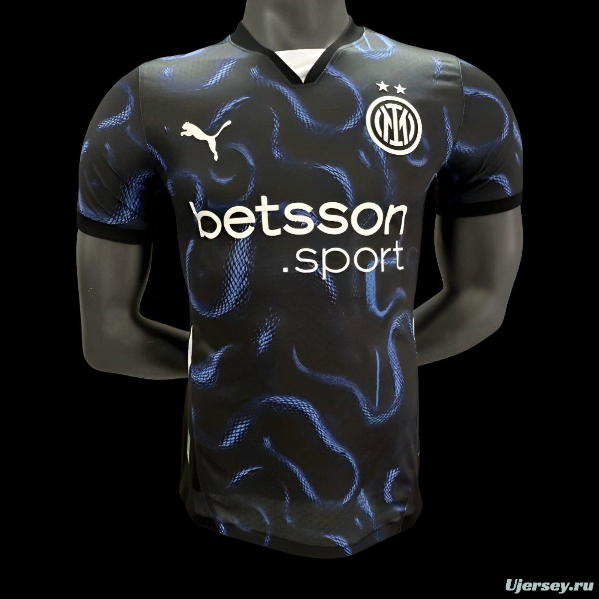 Player Version 25/26 Inter Milan Black with Blue Snake Pattern Jersey