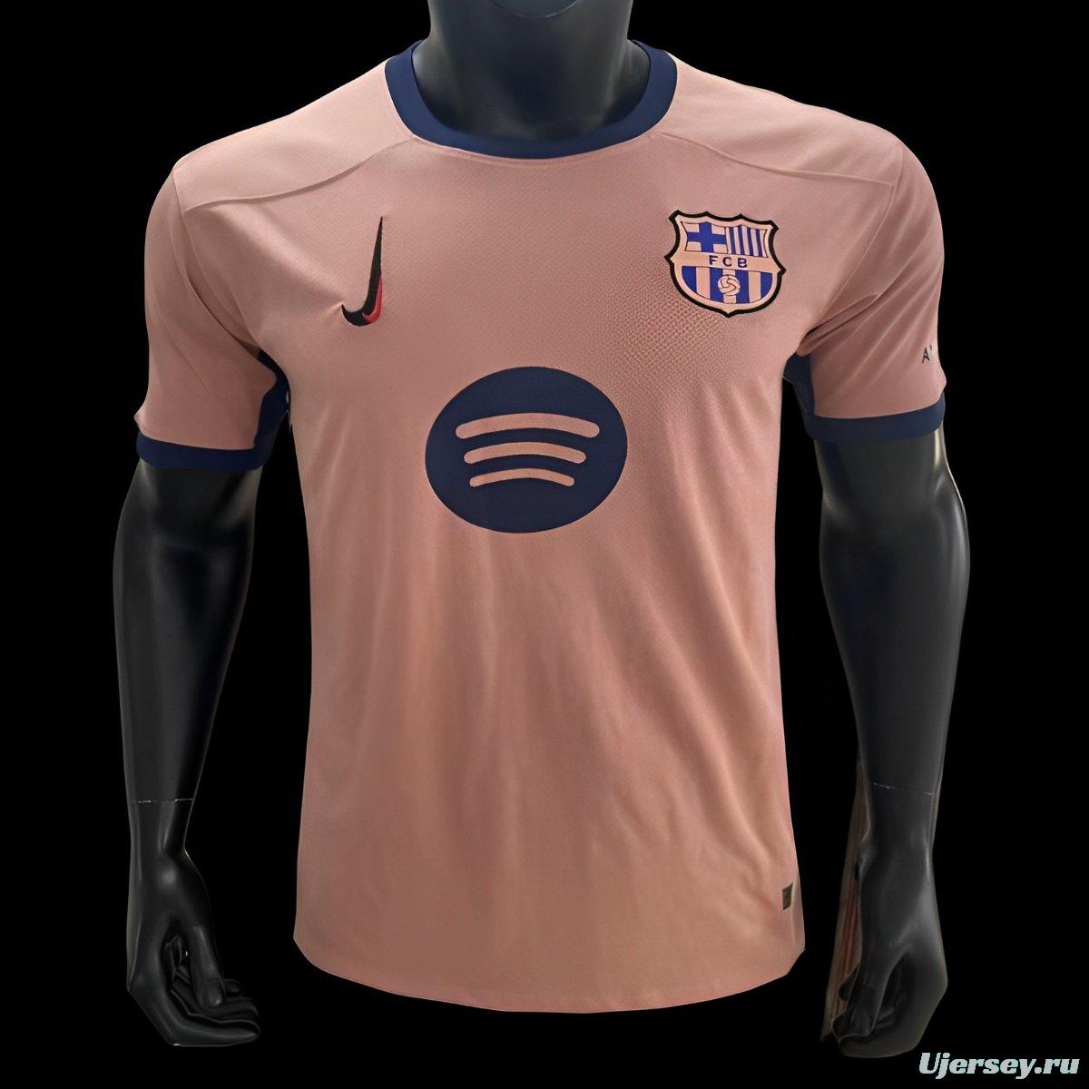 25/26 FC Barcelona Pink with Navy Trim Jersey