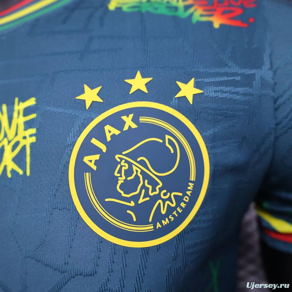 25/26 Ajax Navy Blue with Bob Marley Tribute Jersey