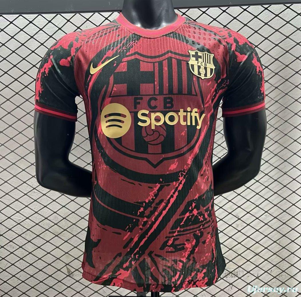 Player Version 25/26 FC Barcelona Pink with Black Marble Design Jersey