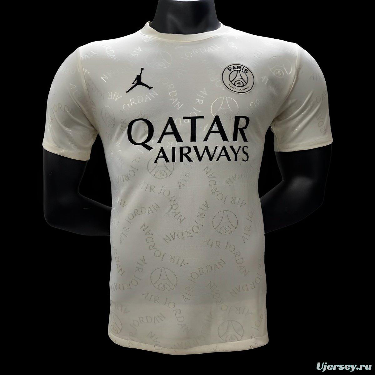 Player Version 25/26 Paris Saint-Germain Away White with Air Jordan Pattern Jersey