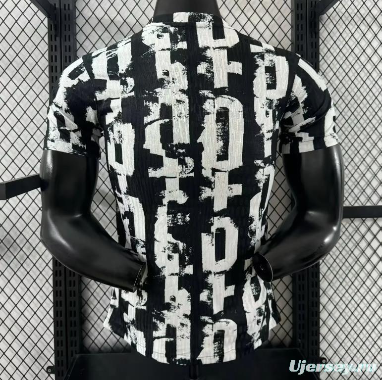 Player Version 25/26 Barcelona White with Abstract Graffiti Pattern Jersey