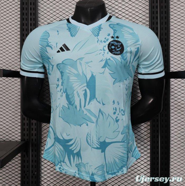 Player Version 2025 Algeria Light Blue with Tropical Leaves Pattern Jersey