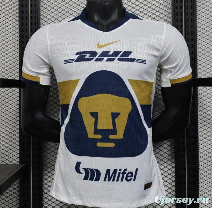 Player Version 25/26 Club America Away White with Navy and Gold Eagle Crest Jersey