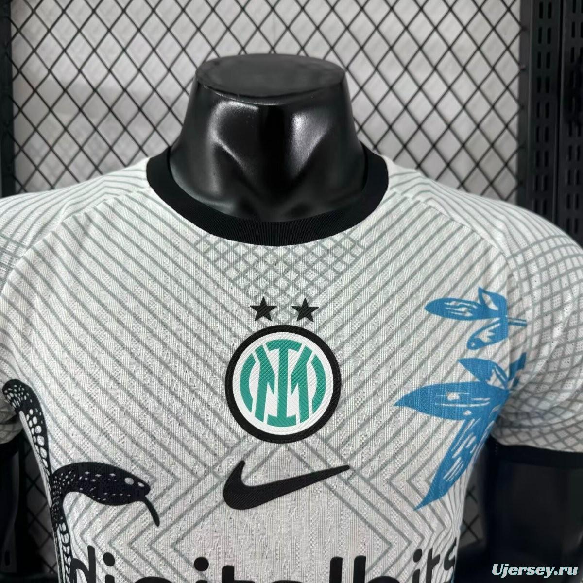 Player Version 25/26 Inter Milan White with Snake and Floral Pattern Jersey