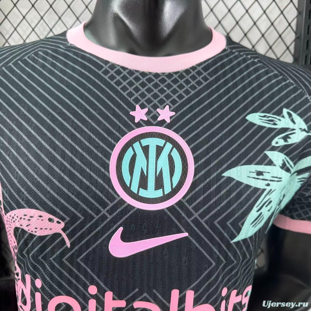 Player Version 25/26 Inter Milan Black with Snake and Floral Pattern Jersey