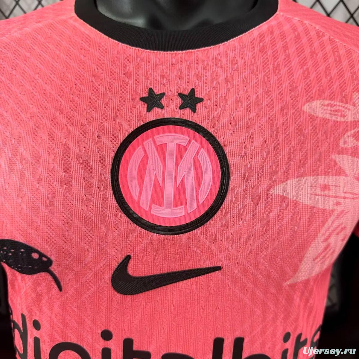 Player Version 25/26 Inter Milan Pink with Snake and Floral Pattern Jersey