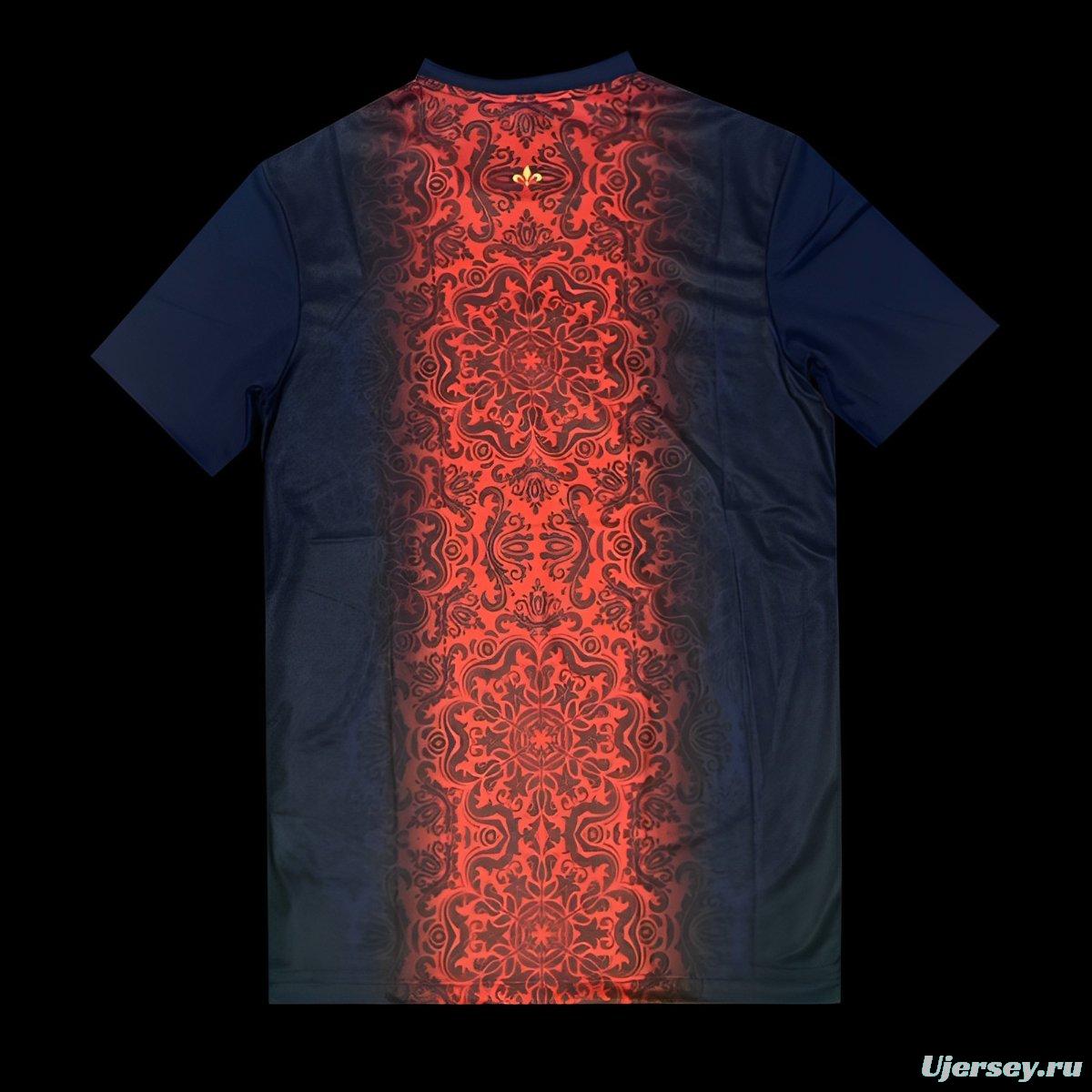 25/26 Paris Saint-Germain Navy with Red Ornate Pattern Jersey