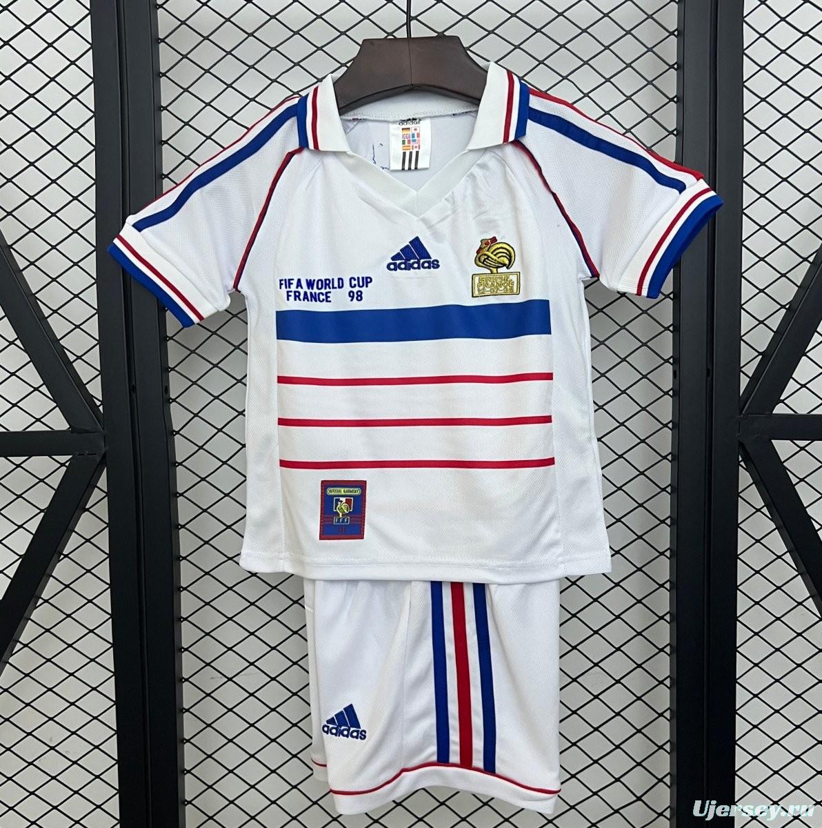 Retro 1998 Kids France Away Size 16-28 Jersey