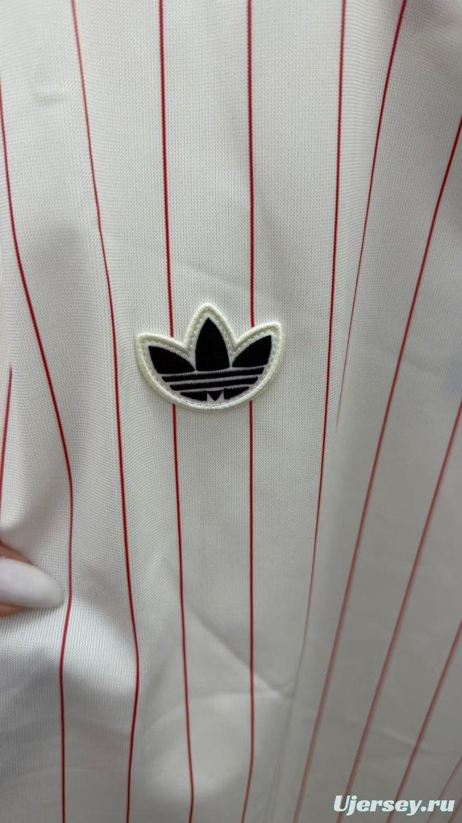 25/26 Benfica Adidas Original White with Red Pinstripes Jersey