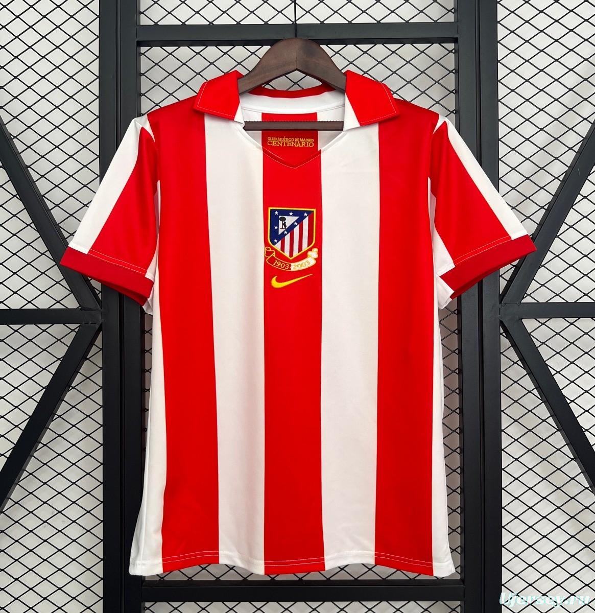 03/04 Retro Atletico Madrid Centenary Home Stadium Jersey