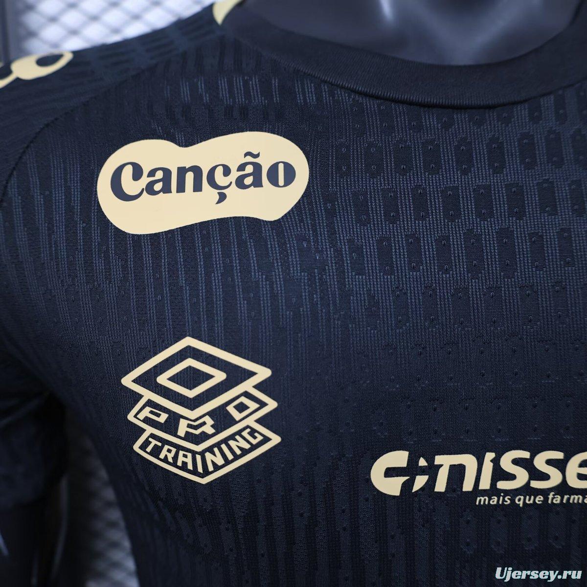 Player Version 25/26 Santos FC Black with Textured Pattern Jersey With Full Sponsors