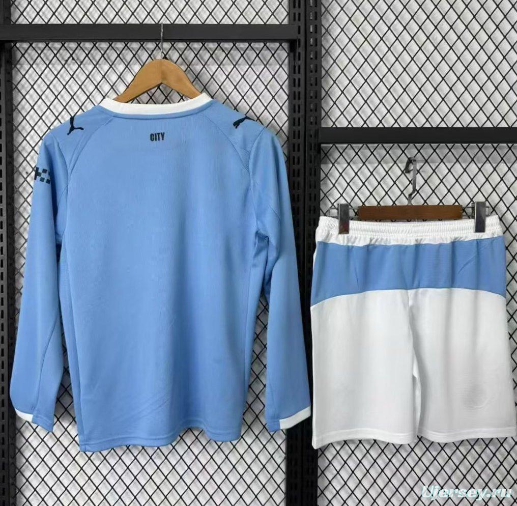 25/26 Kids Manchester City Home Long Sleeve Jersey