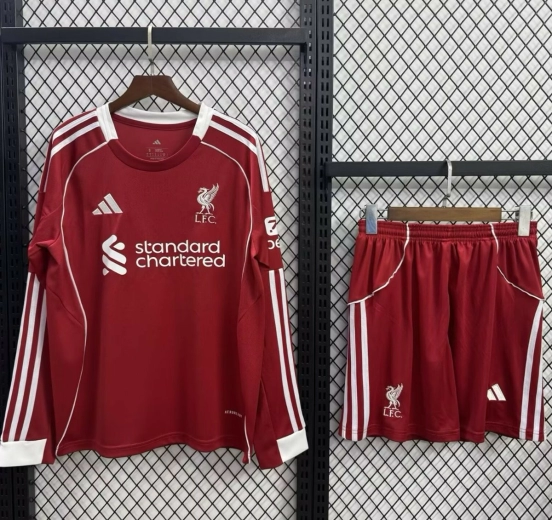 25/26 Kids Liverpool Home Long Sleeve Jersey