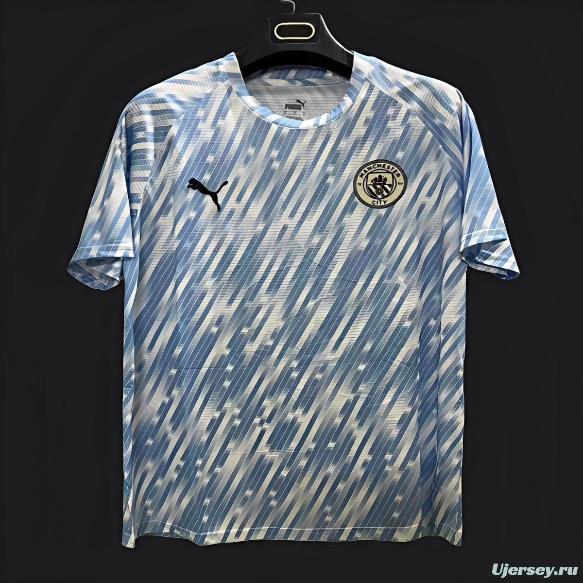 25/26 Manchester City Sky Blue with Diagonal Striped Pattern Jersey