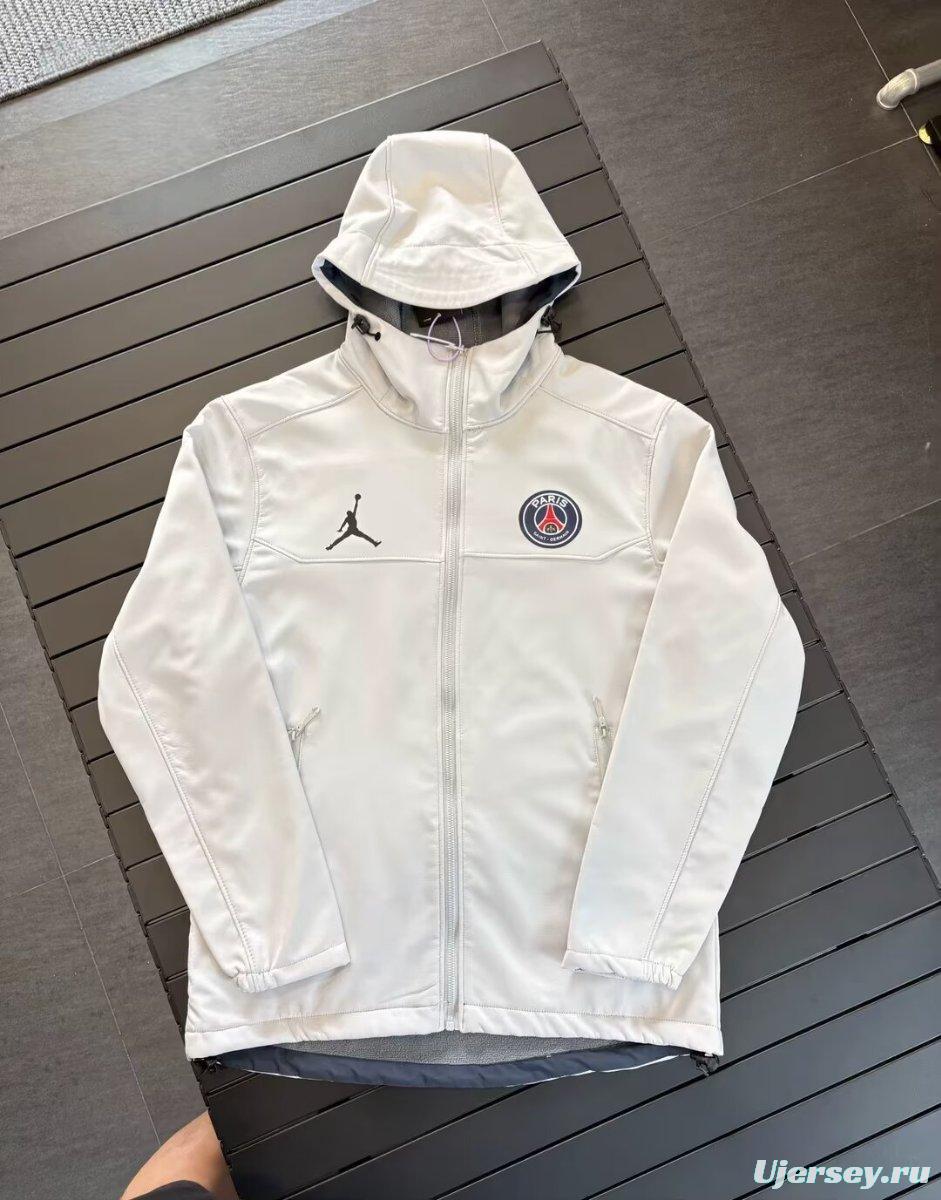 25/26 PSG White/Navy/Black/Olive Green Jordan Hooded Jacket