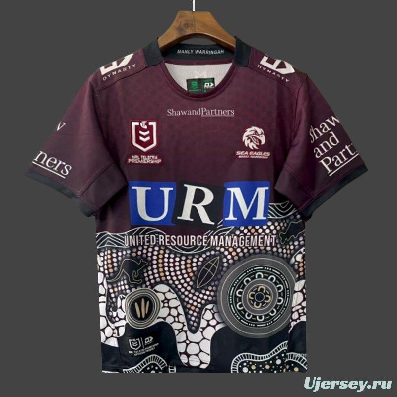 25/26 Manly Warringah Sea Eagles Maroon with Indigenous Art Jersey