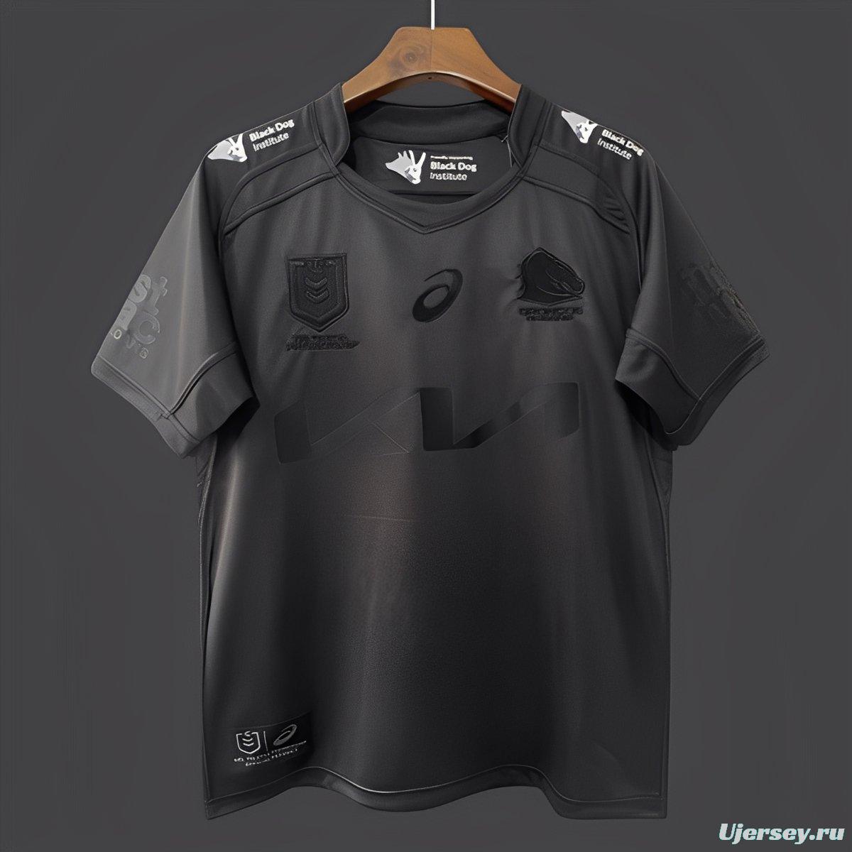 25/26 Kids Brisbane Broncos All Black with Tonal Design Jersey