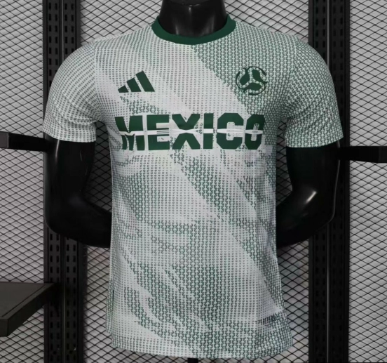 2025 Player Version  Mexico Away White with Halftone Dot Pattern World Cup Commemorative Jersey