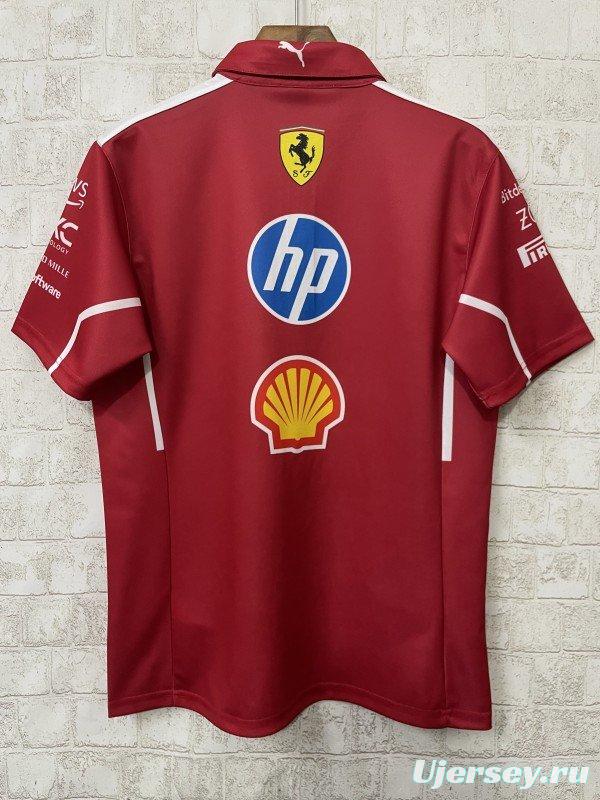 2025 F1 Scuderia Ferrari Red with White Trim Team Polo Shirt
