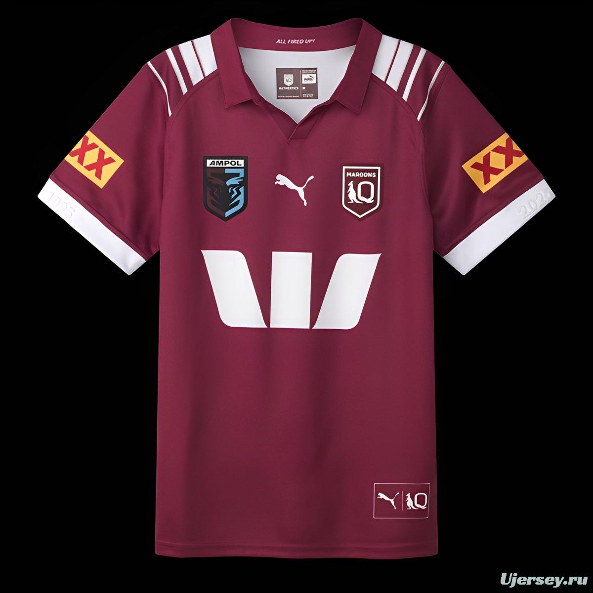 2026 Queensland Maroons Maroon with White Stripes Jersey