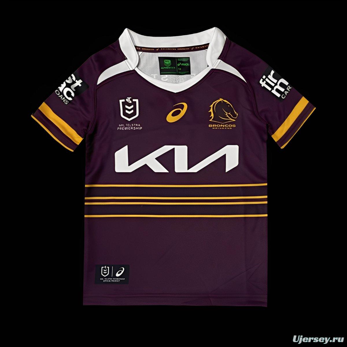 25/26 Kids Brisbane Broncos Maroon with Gold Stripes Jersey