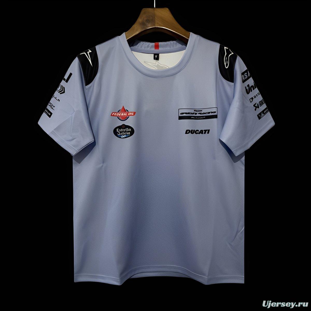 2025 F1 Gresini Racing Ducati Light Blue with Black Shoulder T-Shirt