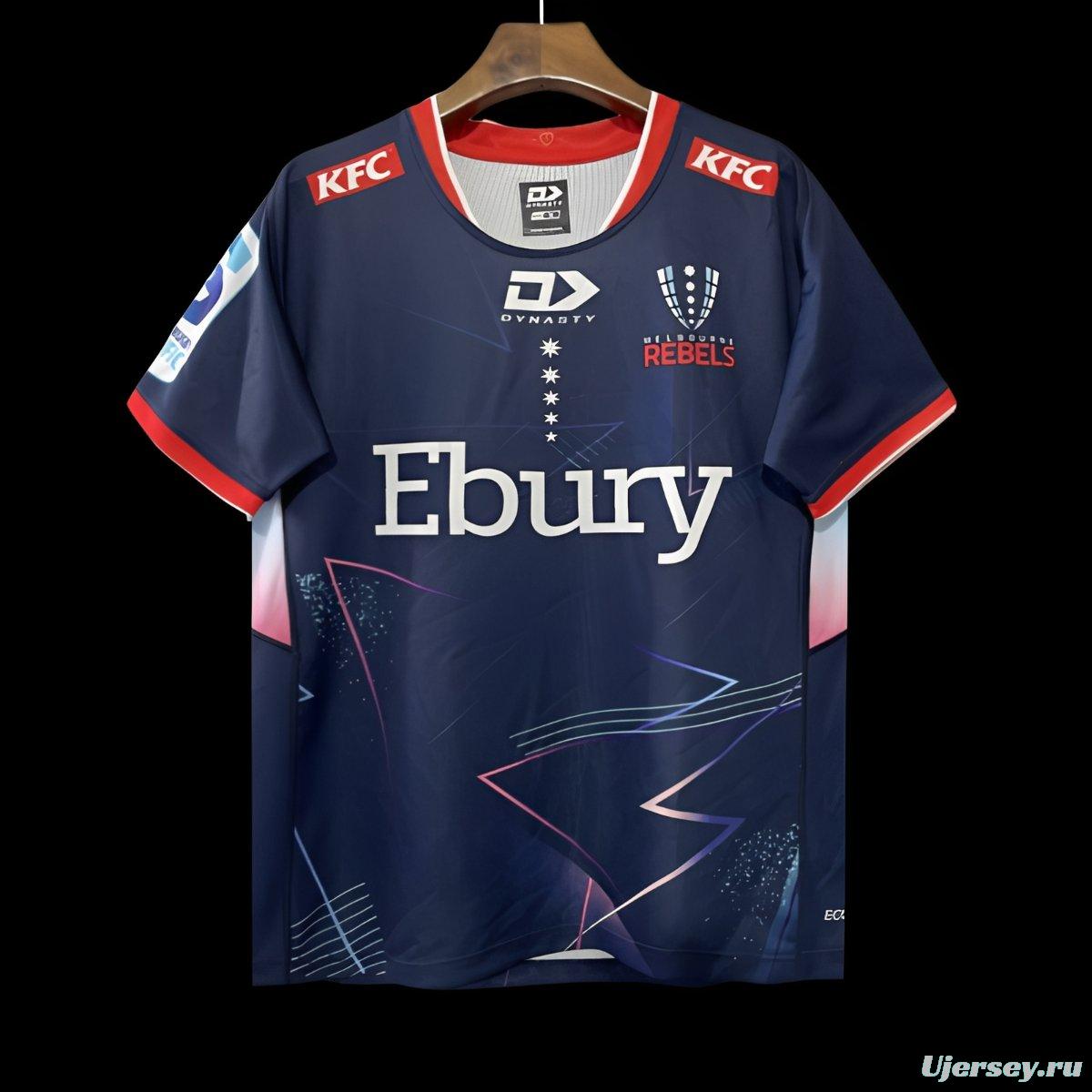 25/26 Melbourne Rebels Navy with Lightning Pattern and Pink Gradient Jersey