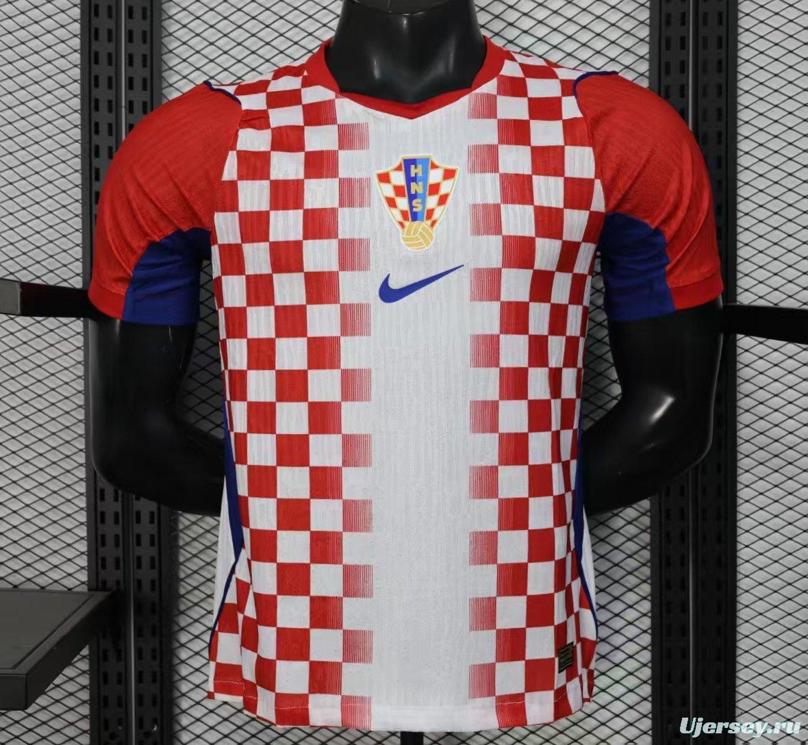 Player Version 2026 Croatia Home Red and White with Checkerboard Pattern Jersey