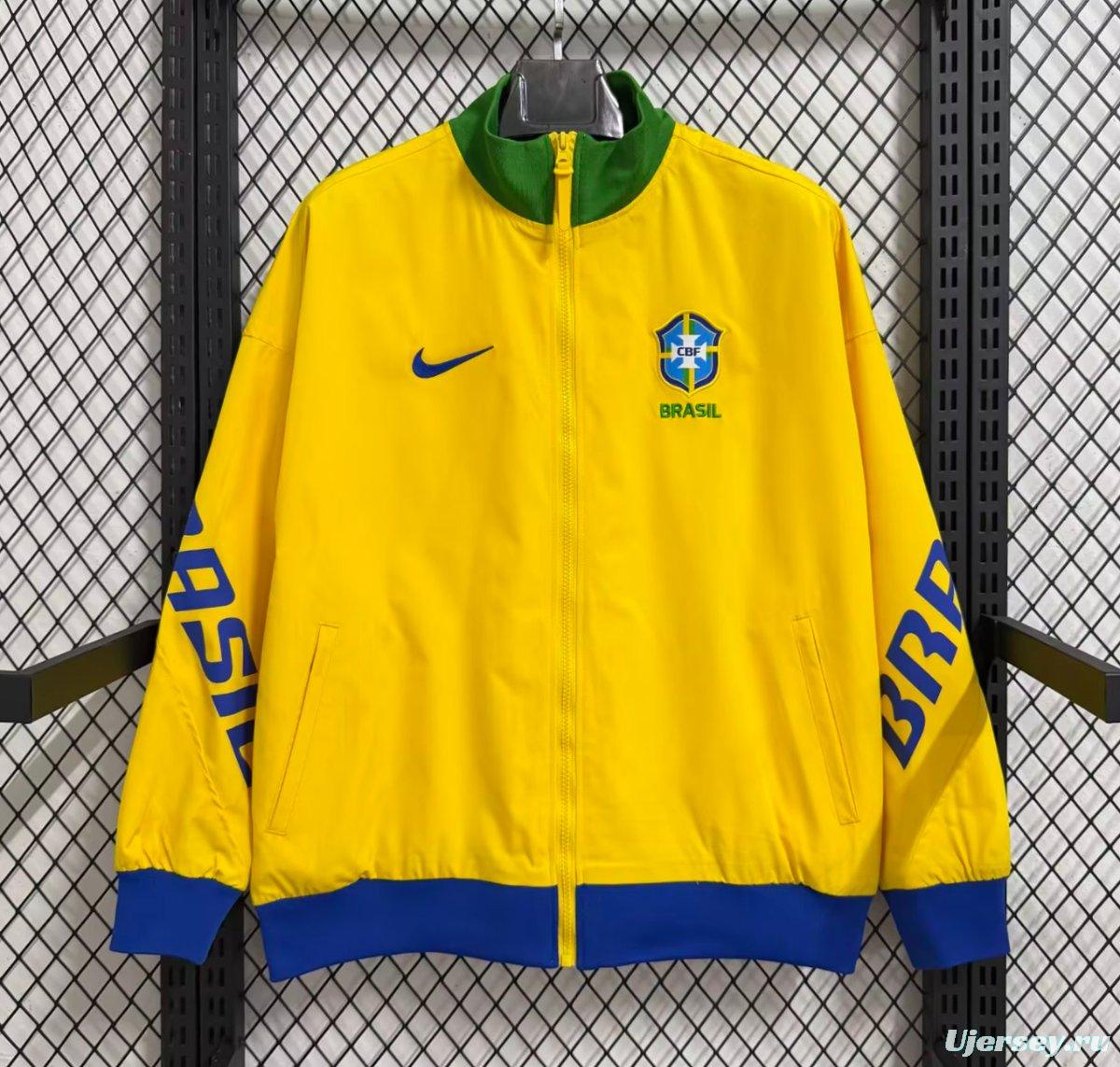 26/26 Brazil Yellow Full Zipper Windbreaker