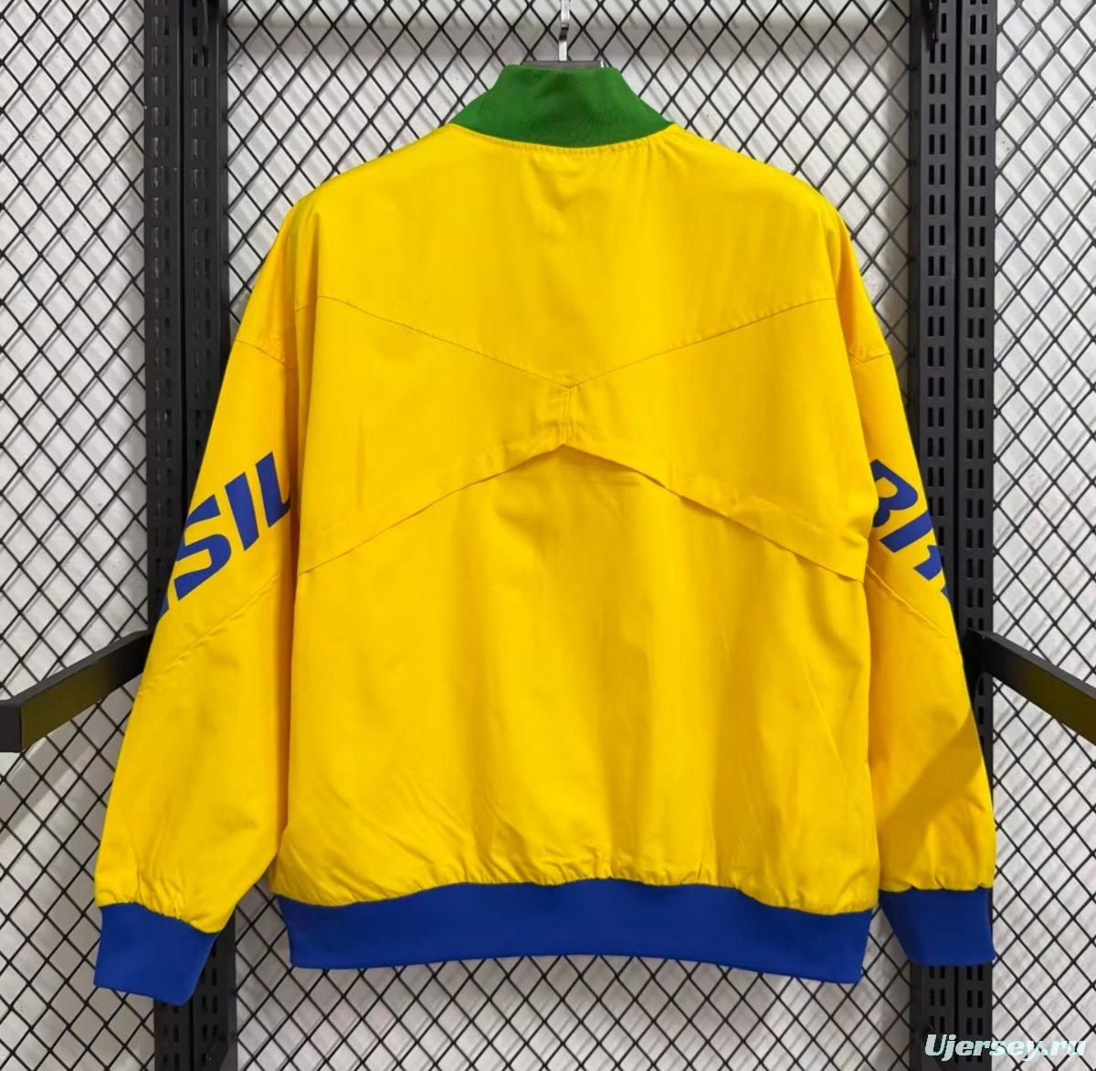 26/26 Brazil Yellow Full Zipper Windbreaker