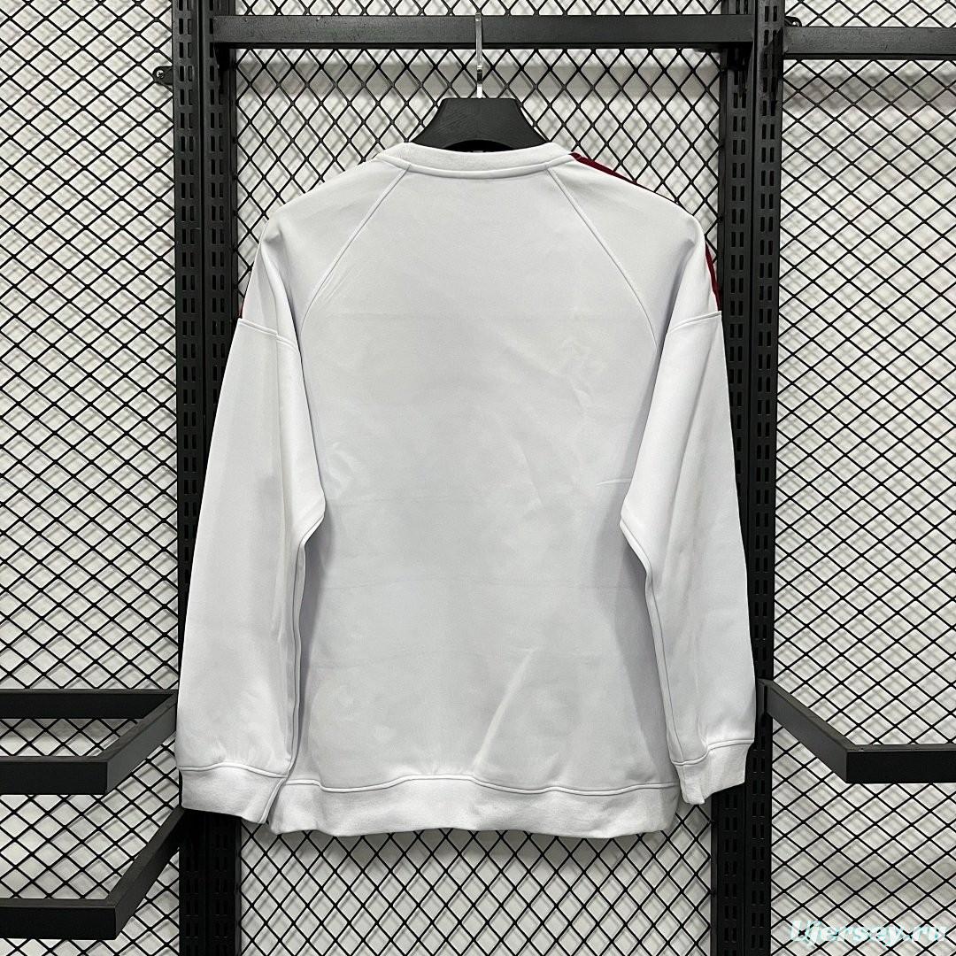 25/26 FC Bayern Munich Adidas Long Sleeve Sweatshirt - White Maroon Green Colorblock Training Top