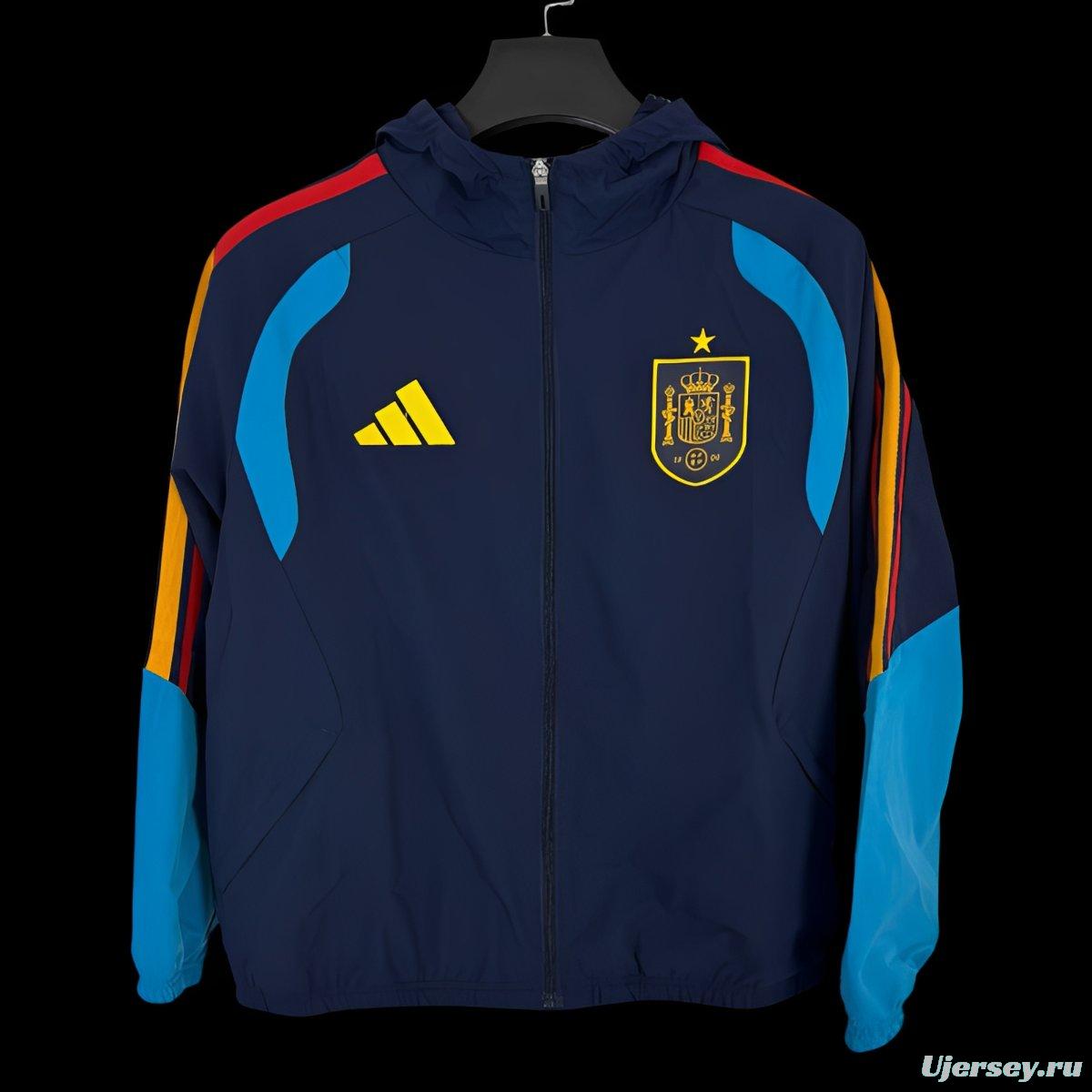 2026 Spain Navy Full Zipper Windbreaker