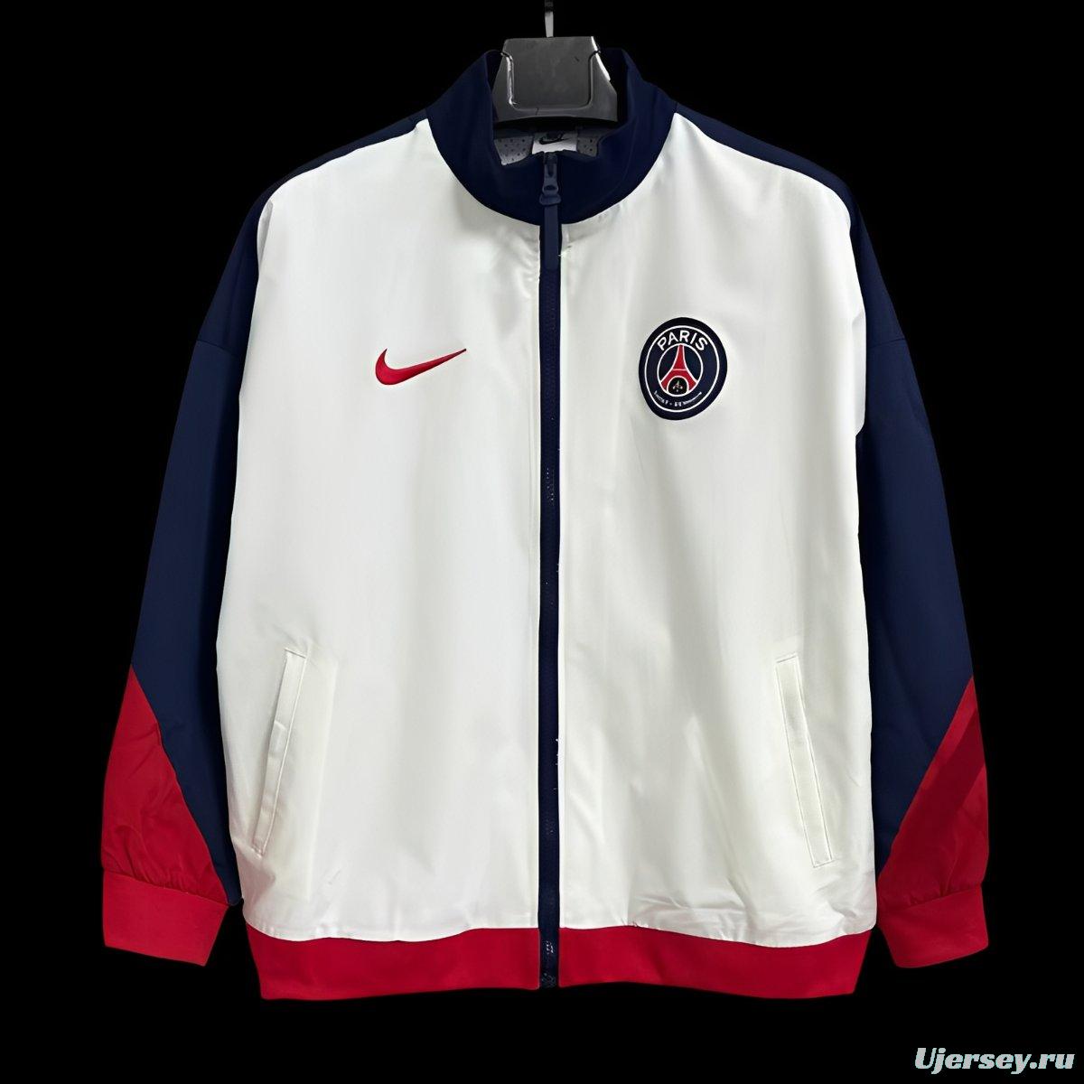 25/26 PSG White Full Zipper Windbreaker