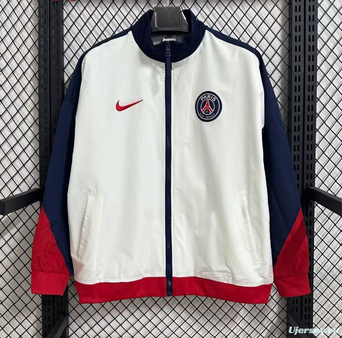 25/26 PSG White Full Zipper Windbreaker