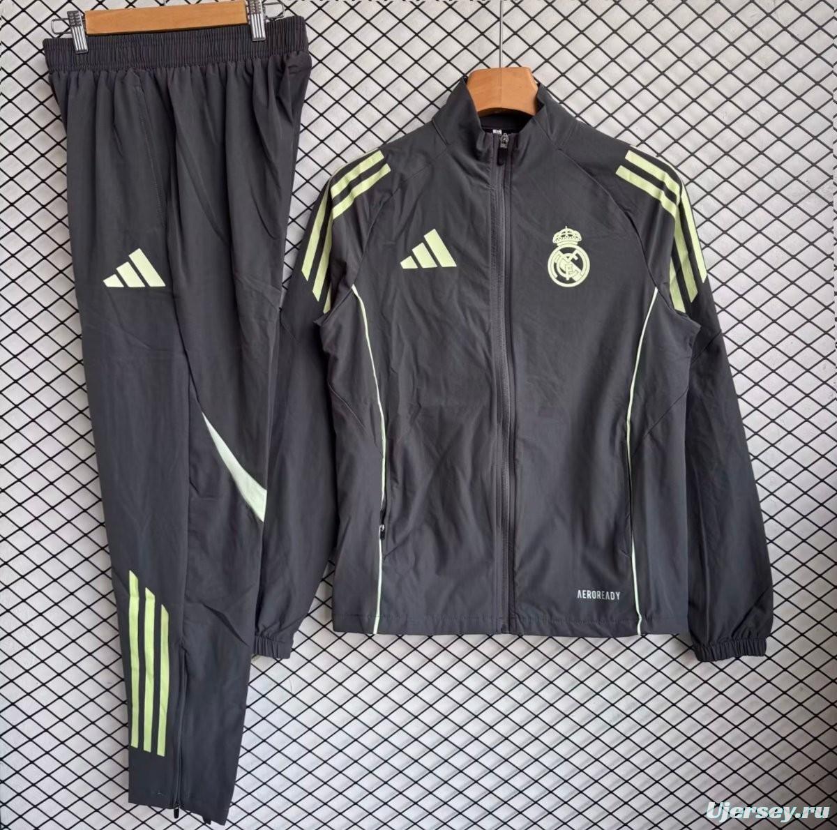 25/26 Real Madrid Dark Grey Full zipper Jacket Tracksuit+ long pants