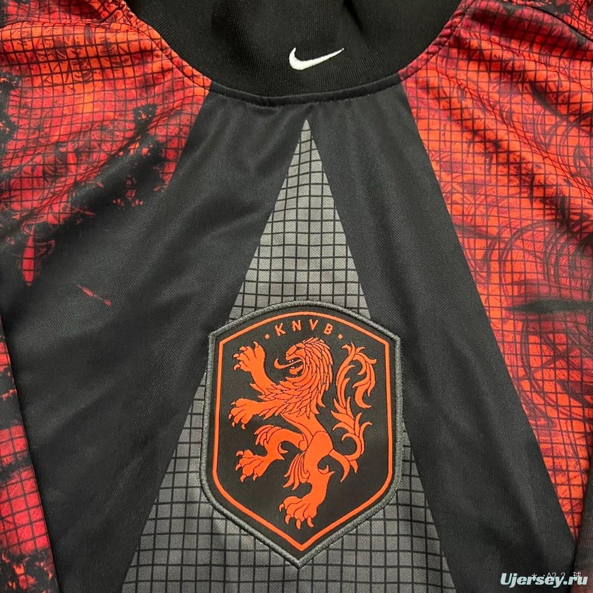 2026 Netherlands Red/Black Long Sleeve Goalkeeper Jersey