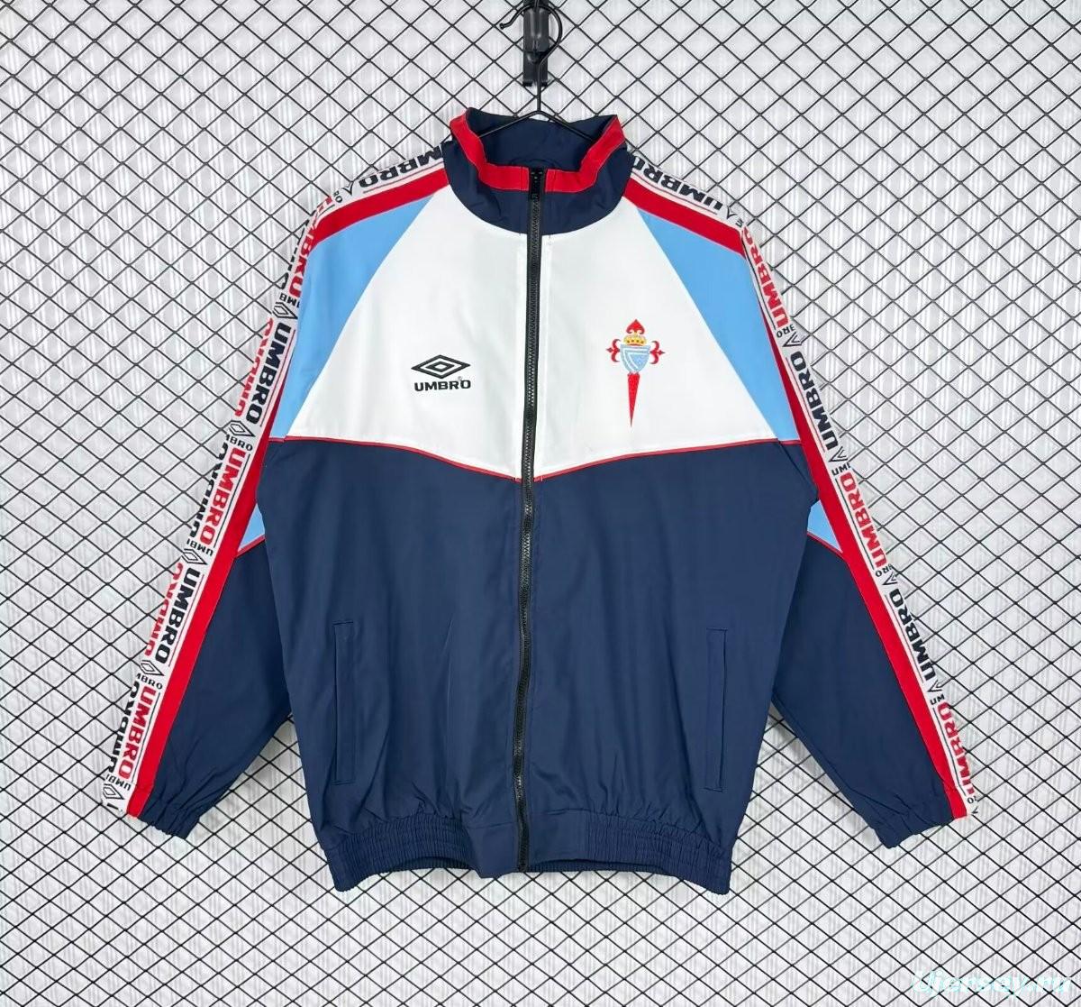 Retro 98/99 Celta Navy/White Full Zipper Windbreaker