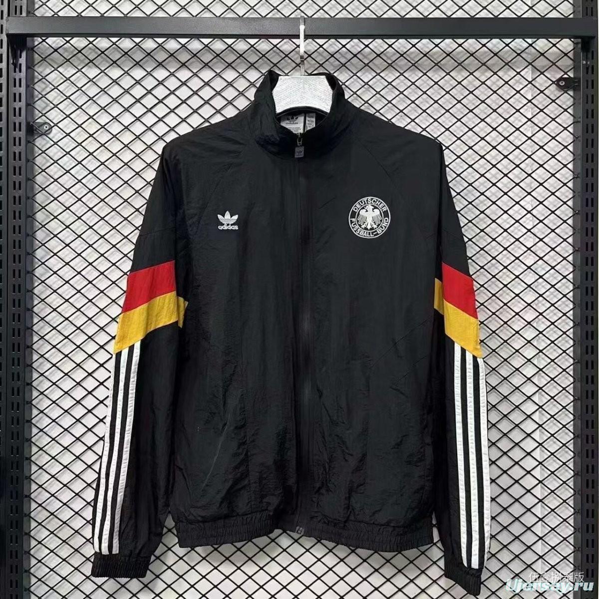 2026 Germany Black Full Zipper Windbreaker