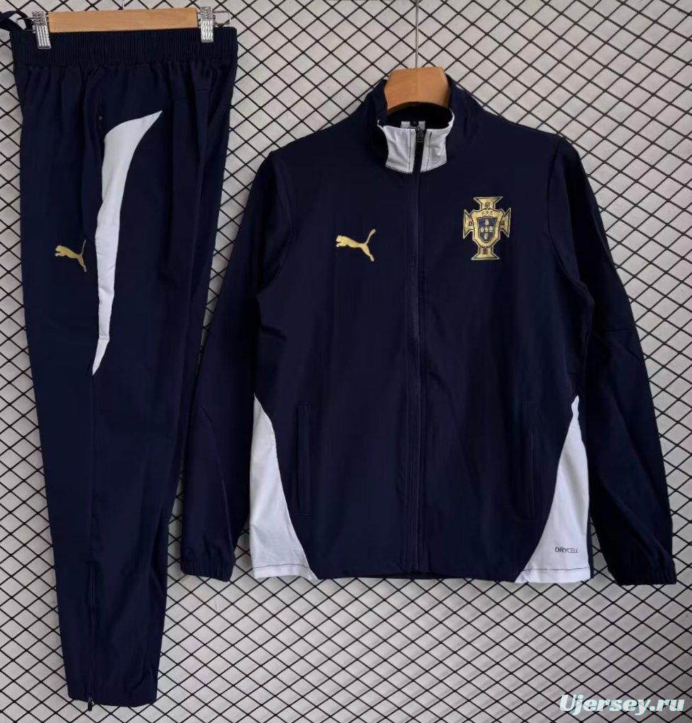 2026 Portugal Navy Full Zipper Windbreaker + Long Pants