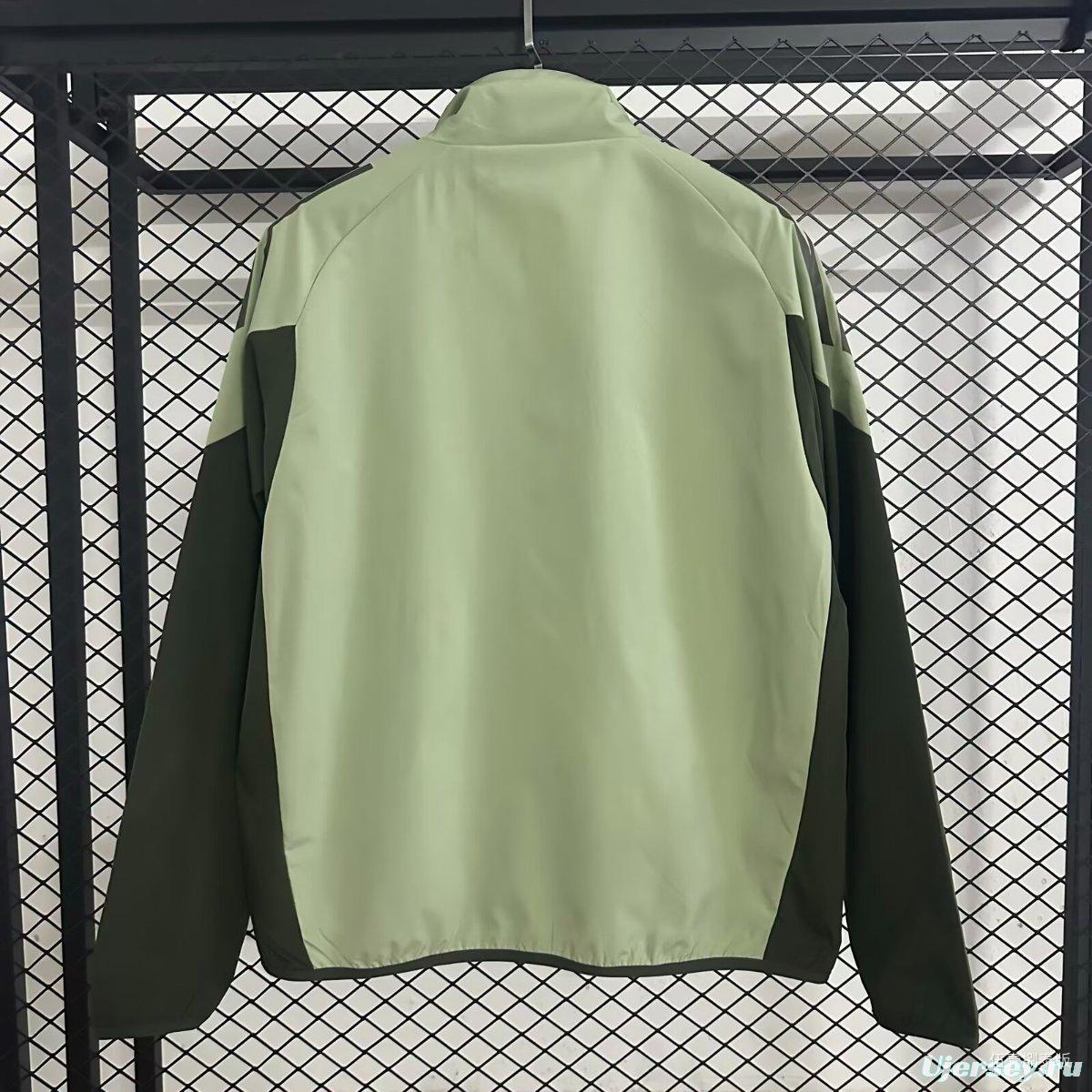 25/26 Real Madrid Light Green and Grey Full Zipper Windbreaker