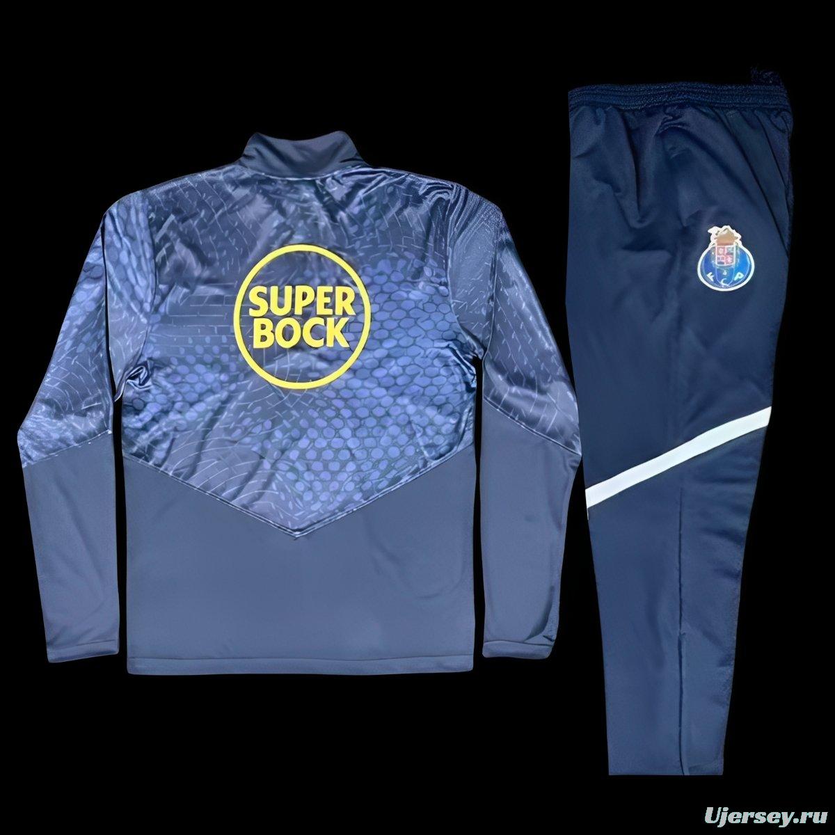 25/26 Porto Navy Blue / Dark Blue Half Zipper Tracksuit+Long Pants